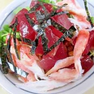 飲んだ後の〆は☆刺身の残りで「マグロ納豆丼」